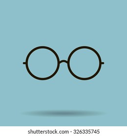 Vector Round Glasses Icon Symbol
