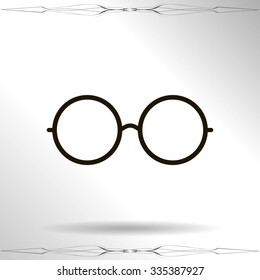 Vector Round Glasses Icon Symbol