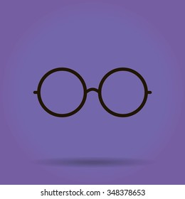 Vector Round Glasses Icon Symbol