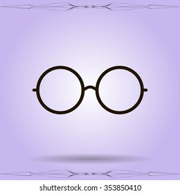 Vector Round Glasses Icon Symbol