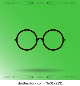 Vector Round Glasses Icon Symbol