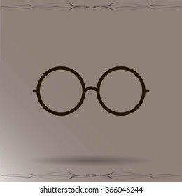 Vector Round Glasses Icon Symbol