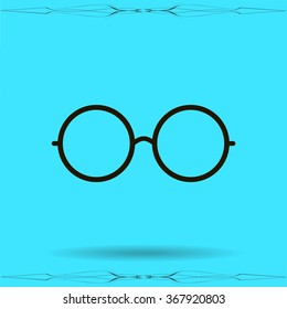 Vector Round Glasses Icon Symbol