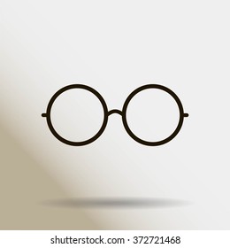 Vector Round Glasses Icon Symbol