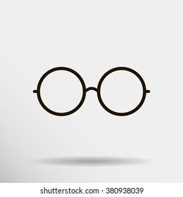 Vector Round Glasses Icon Symbol