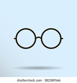 Vector Round Glasses Icon Symbol