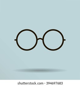 Vector Round Glasses Icon Symbol