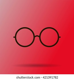 Vector Round Glasses Icon Symbol