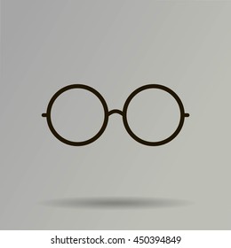 Vector Round Glasses Icon Symbol