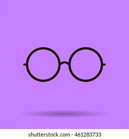 Vector Round Glasses Icon Symbol