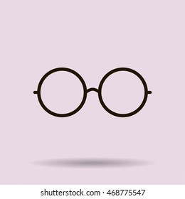 Vector Round Glasses Icon Symbol