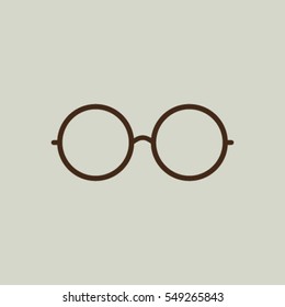 Vector Round Glasses Icon Symbol