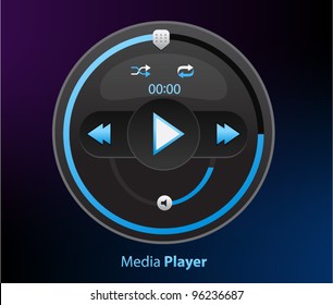 Vector round glossy audio player isolated on background