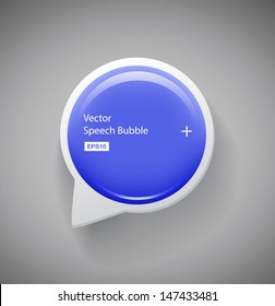 Vector round glossy blue plastic speech bubble