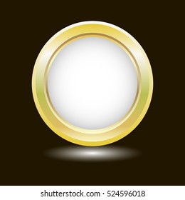 Vector round glossy label / banner / frame with golden border
