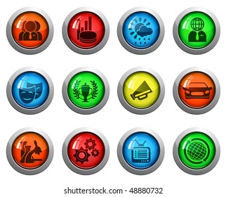 vector round glossy news icon set
