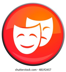 vector round glossy theater news icon set
