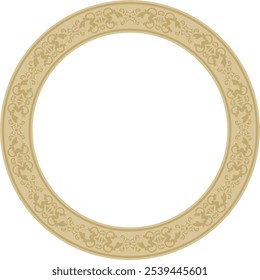 Vector round gold ancient Russian ornament. Slavic border, frame. Circle, ring. Painting of the royal chambers.
