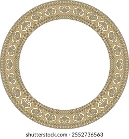 Vector round gold and black ancient Russian ornament. Slavic border, frame. Circle, ring. Painting of the royal chambers.
