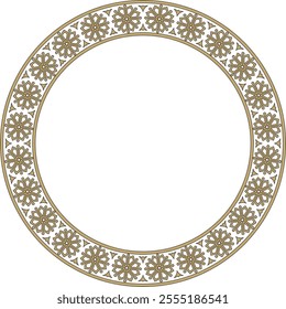 Vector round gold and black ancient Russian ornament. Slavic border, frame. Circle, ring. Painting of the royal chambers.
