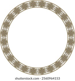 Vector round gold and black ancient Russian ornament. Slavic border, frame. Circle, ring. Painting of the royal chambers.
