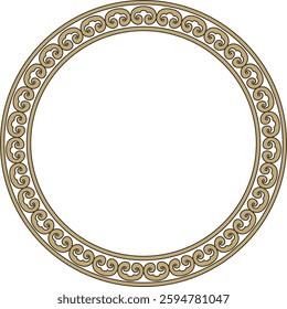 Vector round gold and black ancient Russian ornament. Slavic border, frame. Circle, ring. Painting of the royal chambers.
