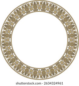 Vector redondo de oro y negro adorno ruso antiguo. Frontera eslava, marco. Círculo, anillo. Pintura de las cámaras reales.
