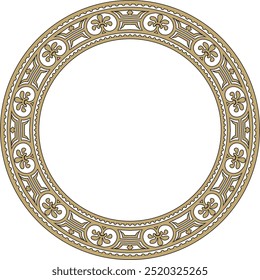 Vector round gold with black border, frame, Pompeii ring. Circle Neopolitan ornament. Art of Ancient Rome.
