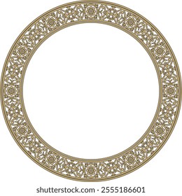 Vector round gold with black border, frame, Pompeii ring. Circle Neopolitan ornament. Art of Ancient Rome.
