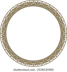 Vector round gold with black border, frame, Pompeii ring. Circle Neopolitan ornament. Art of Ancient Rome.
