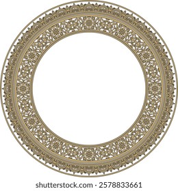 Vector round gold with black border, frame, Pompeii ring. Circle Neopolitan ornament. Art of Ancient Rome.
