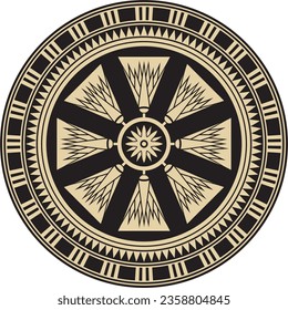 Vector round gold and black Egyptian ornament. Endless circle border, ancient Egypt frame.
