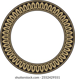 Vector round gold and black national Persian ornament. Circle, ring, frame, border, ethnic pattern of the peoples of Iran, Iraq, Tajikistan
