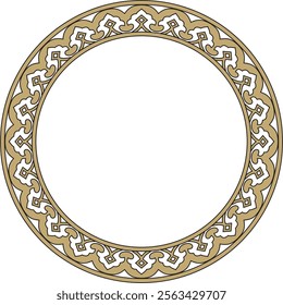 Vector round gold and black national Persian ornament. Circle, ring, frame, border, ethnic pattern of the peoples of Iran, Iraq, Tajikistan
