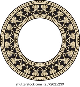 Vector round gold and black national persian ornament. Circle, frame, border ethnic pattern of Iranian civilization.
