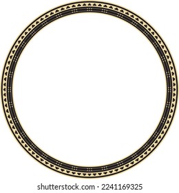 Vector round gold and black seamless classic byzantine ornament. Infinite circle, border, frame Ancient Greece, Eastern Roman Empire. Decoration of the Russian Orthodox Church.
