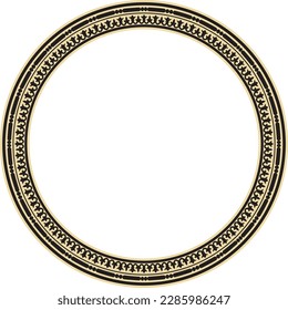 Vector round gold and black seamless classic byzantine ornament. Infinite circle, border, frame Ancient Greece, Eastern Roman Empire. Decoration of the Russian Orthodox Church.
