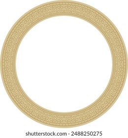 Vector round gold border, frame, Pompeii ring. Circle Neopolitan ornament. Art of Ancient Rome.
