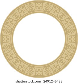 Vector round gold border, frame, Pompeii ring. Circle Neopolitan ornament. Art of Ancient Rome.
