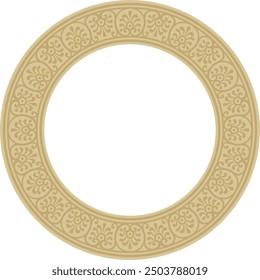Vector round gold border, frame, Pompeii ring. Circle Neopolitan ornament. Art of Ancient Rome.
