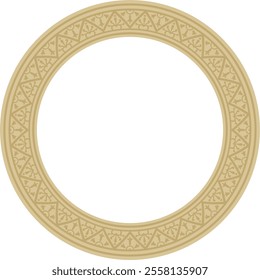 Vector round gold border, frame, Pompeii ring. Circle Neopolitan ornament. Art of Ancient Rome.
