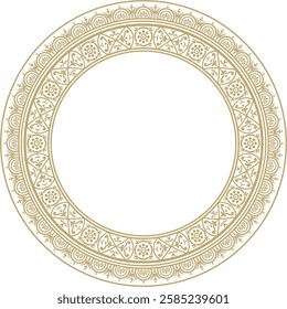 Vector round gold border, frame, Pompeii ring. Circle Neopolitan ornament. Art of Ancient Rome.
