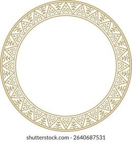 Vector round gold border, frame, Pompeii ring. Circle Neopolitan ornament. Art of Ancient Rome.
