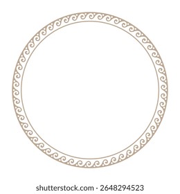 Vetor arredondar quadro clássico de ouro. Onda grega meander. Padrões da Grécia e da Roma Antiga. Circular a fronteira europeia. Quadro decorativo oval. Modelo para corte a laser.
