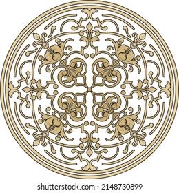 Vector round gold classic ornament. Circle with European classical ornament. Ancient Greece, Roman Empire. Renaissance, Borocco