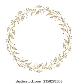 Vector round gold floral frame. Luxury wreath template for invitations and greeting cards.