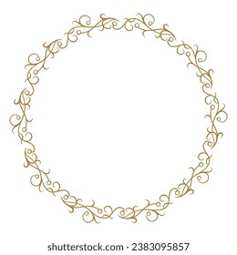 Vector round gold floral frame. Luxury wreath template for invitations and greeting cards.
