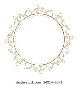 Marco floral de oro redondeado de vectores. Plantilla de corona de lujo para invitaciones y tarjetas de felicitación.