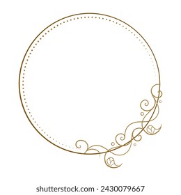 Vector round gold floral frame. Luxury wreath template for invitations and greeting cards.