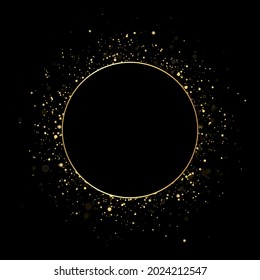 Vektor rundes goldenes Rahmen mit Glitter und Fackeln.